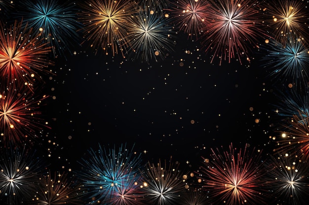 Foto sfondo di fuochi d'artificio con spazio per il testo ai generativa