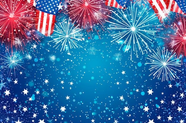 fireworks on blue background 4th of july celebration concept