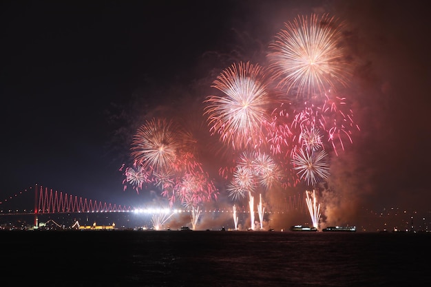 Fireworks over Bosphorus Strait