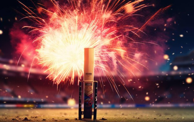 Foto celebrazione dei fuochi d'artificio per la vittoria del cricket