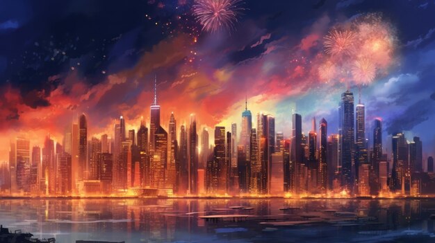 fireworks in the city of new york