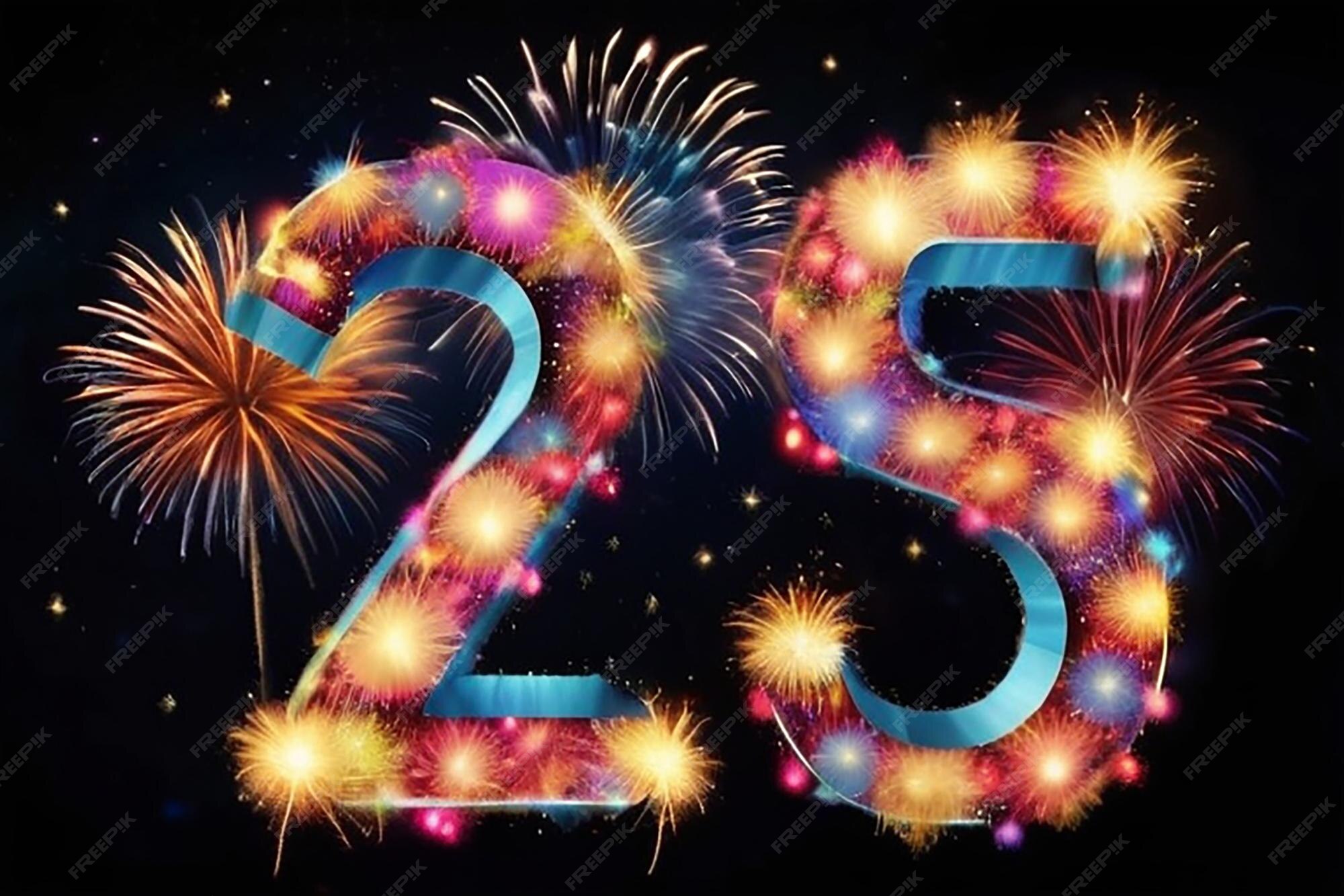 Premium Photo Fireworks Collage 2025 Formed in the Night Sky