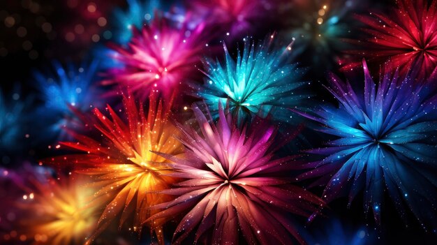 Fireworks crowd celebrating new year bright background background hd