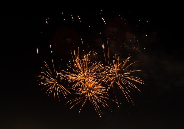 Foto fuochi d'artificio nello sfondo del cielo scuro