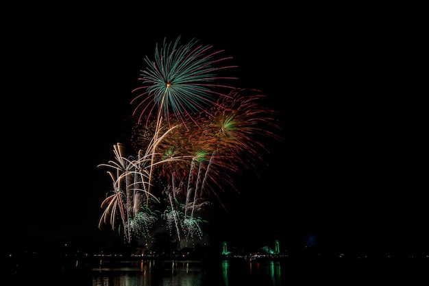 fireworks in the dark sky at night festival
