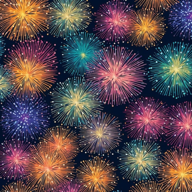 Fireworks in a dark sky