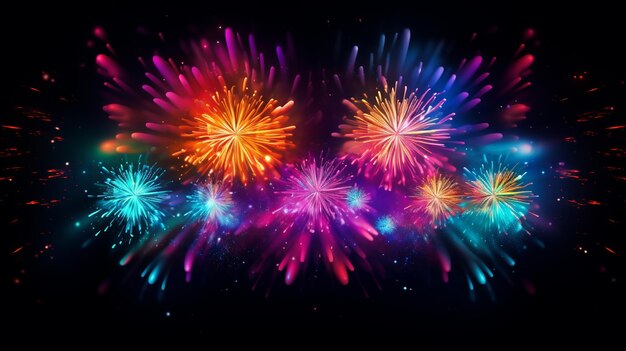 fireworks explosions colorful splashes