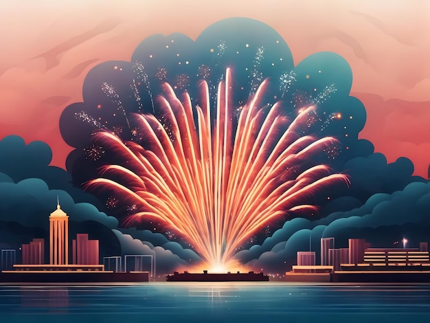 fireworks flat illustration