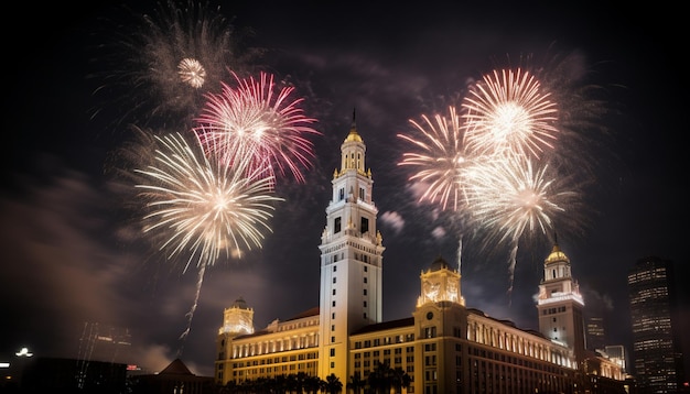 Fireworks over the fort lauderdale building