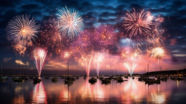 Photo fireworks over the harbor