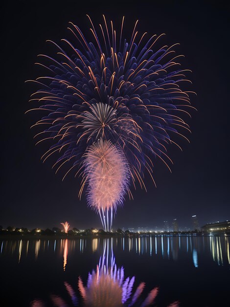 fireworks on the lake diwali festival celebration