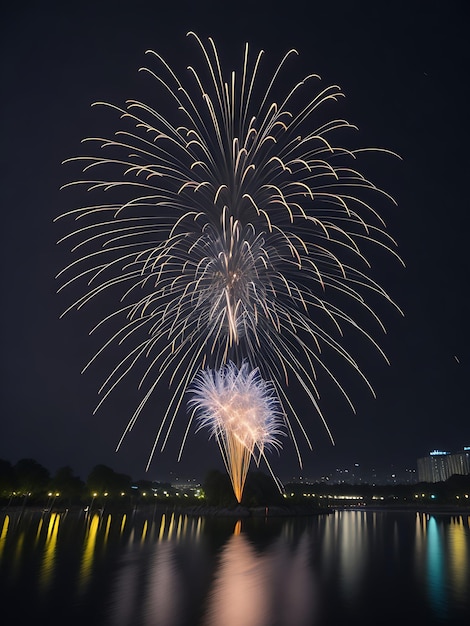 fireworks on the lake diwali festival celebration