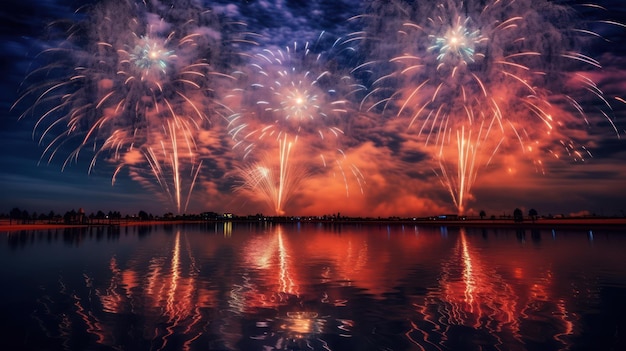 fireworks on the lake