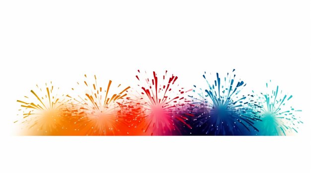 Photo fireworks minimalist bright colors isolated white ai generative