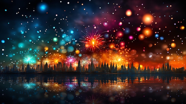 Photo fireworks in the night sky generate ai