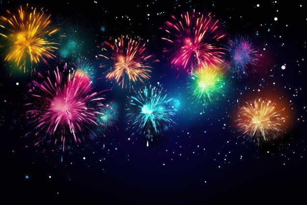 Fireworks in the night sky happy holi indian concept
