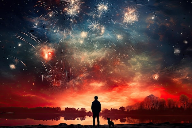 Fireworks on the night sky