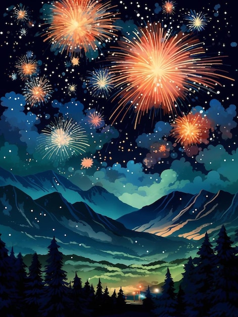 fireworks in the night sky