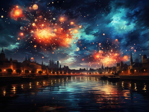 fireworks in the night sky