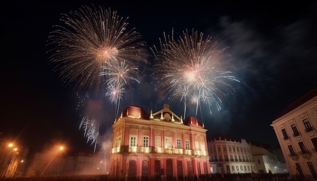 Fireworks over the old town of seville