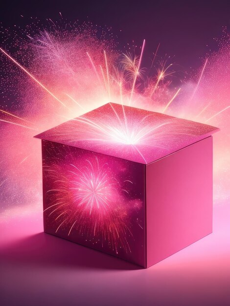 Photo a fireworks pink box background