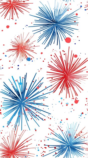 Photo fireworks seamless background in red white and blue for fourth july festive fun independence day