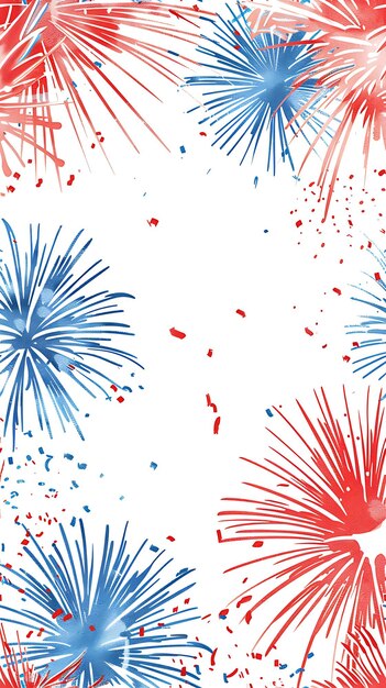 Fireworks seamless background in red white and blue for fourth July Festive fun Independence day