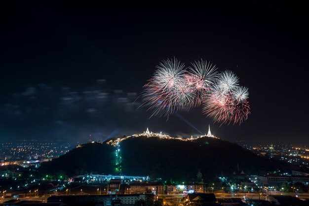 Fireworks show over Khao wang Historical Park