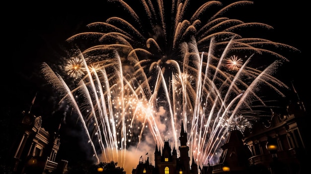 Fireworks in the sky over the castle