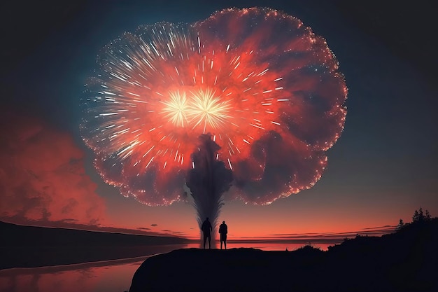 Fireworks in the sky with Full Blast Illustration Generative AI