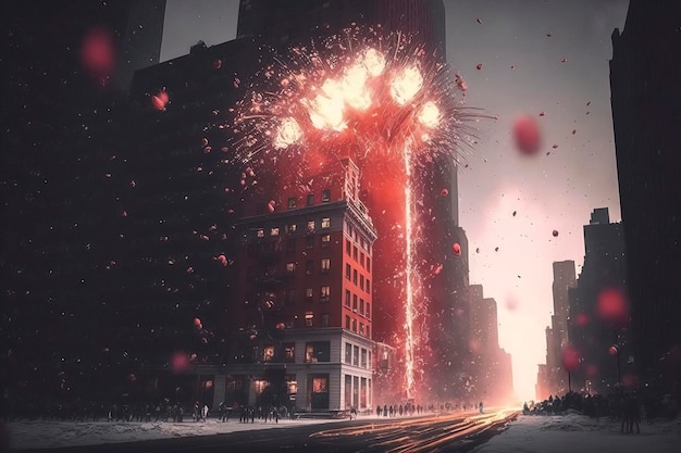 Photo fireworks in the sky with full blast illustration generative ai