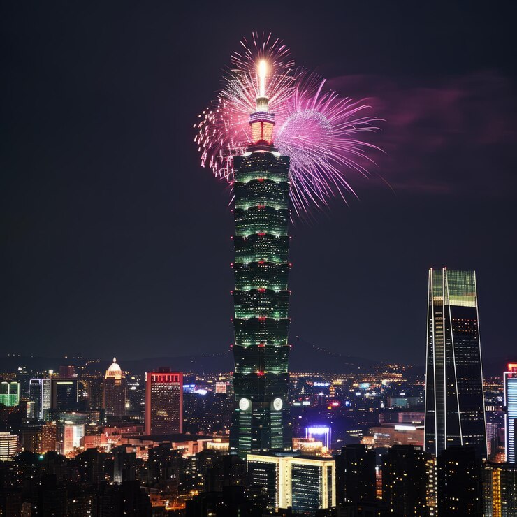 Photo fireworks over taipei 101