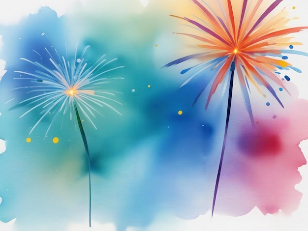 Photo fireworks watercolors background