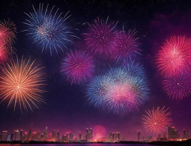 Foto fuochi d'artificio per dare il benvenuto al nuovo anno