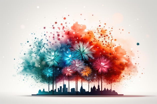 Photo fireworks on white background ai generated