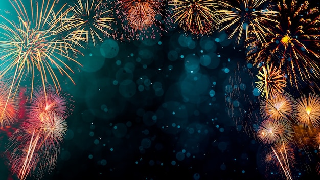 Fireworks with Abstract bokeh background