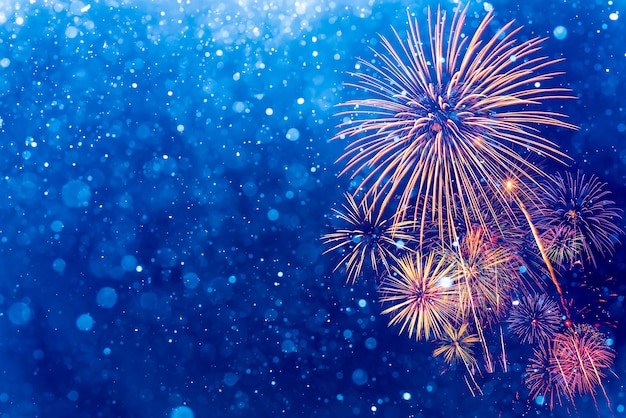 Fireworks with Abstract bokeh background