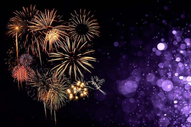 Fireworks with Abstract bokeh background