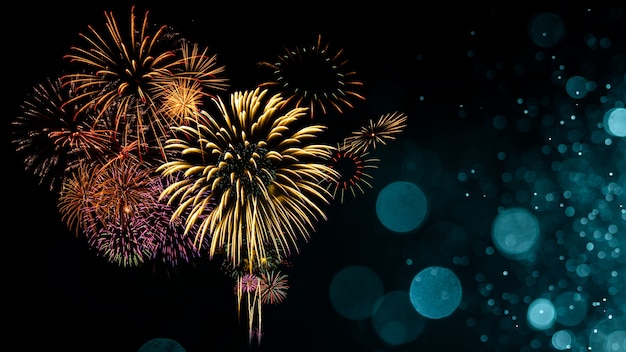 Fireworks with Abstract bokeh background