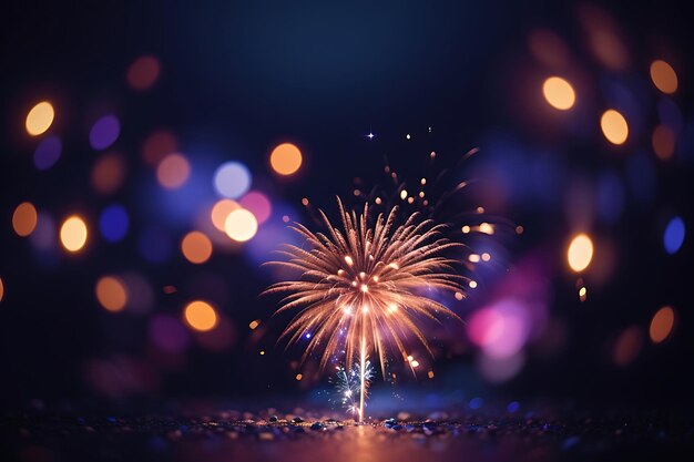 Fireworks with abstract bokeh background