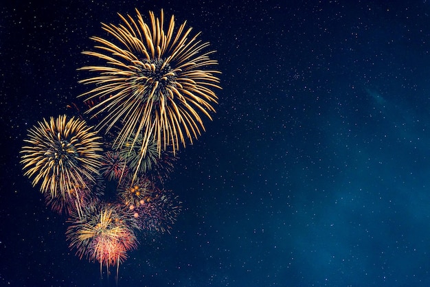 Fireworks with blur milky way background