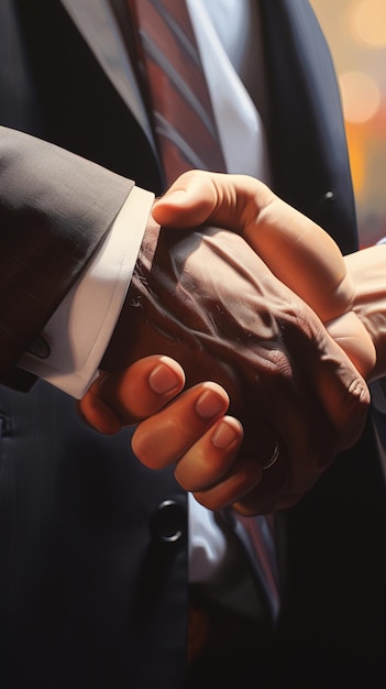 Photo a firm handshake between two business partners is depicted in an extreme closeup