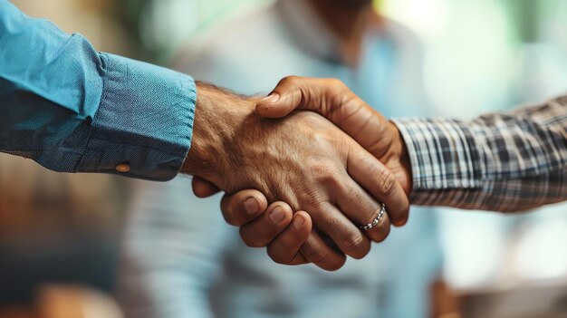 A firm handshake between two business professionals