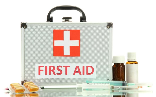 First aid box isolated on white