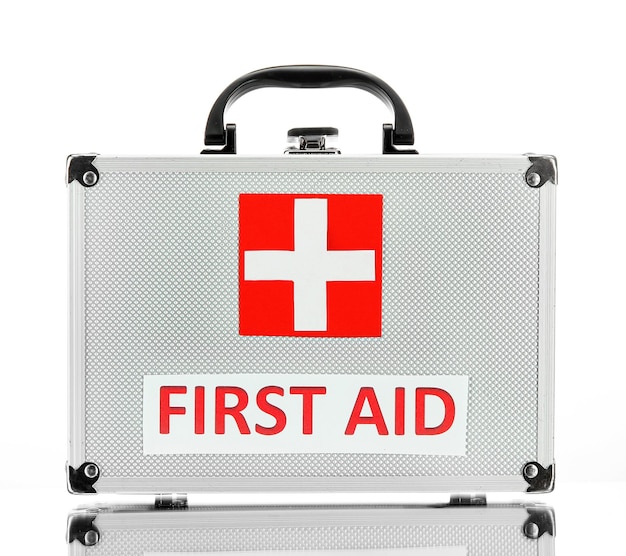 First aid box isolated on white