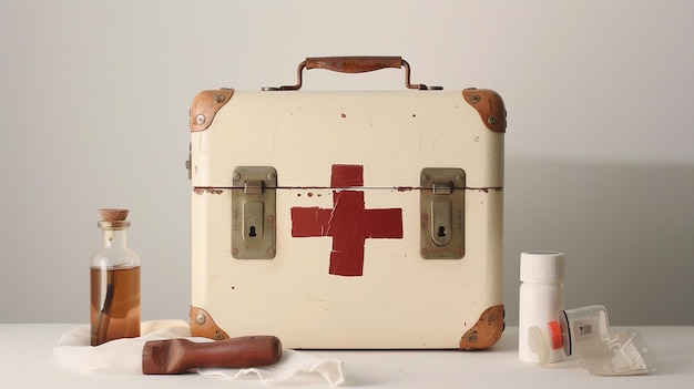 Фото Коробка первой помощи для неотложной медицинской помощи первая помощь