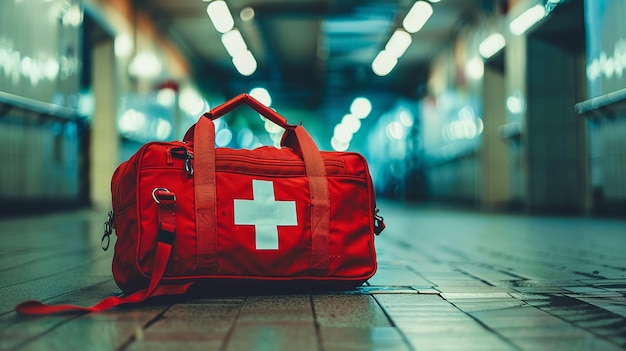 Foto kit medico di pronto soccorso di emergenza trattamento di primo soccorso