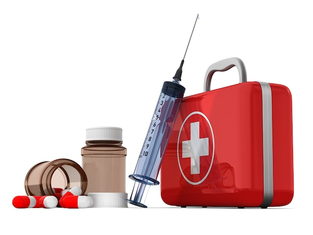 First aid kit. Isolated, 3D rendering