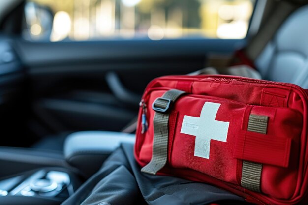 Photo first aid kit stored in car