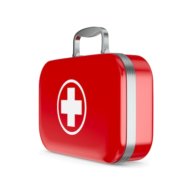 First aid kit on white background. Isolated 3d illustration